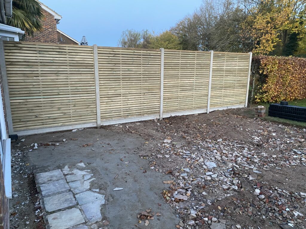 Slatted timber garden fencing installed in Maidstone