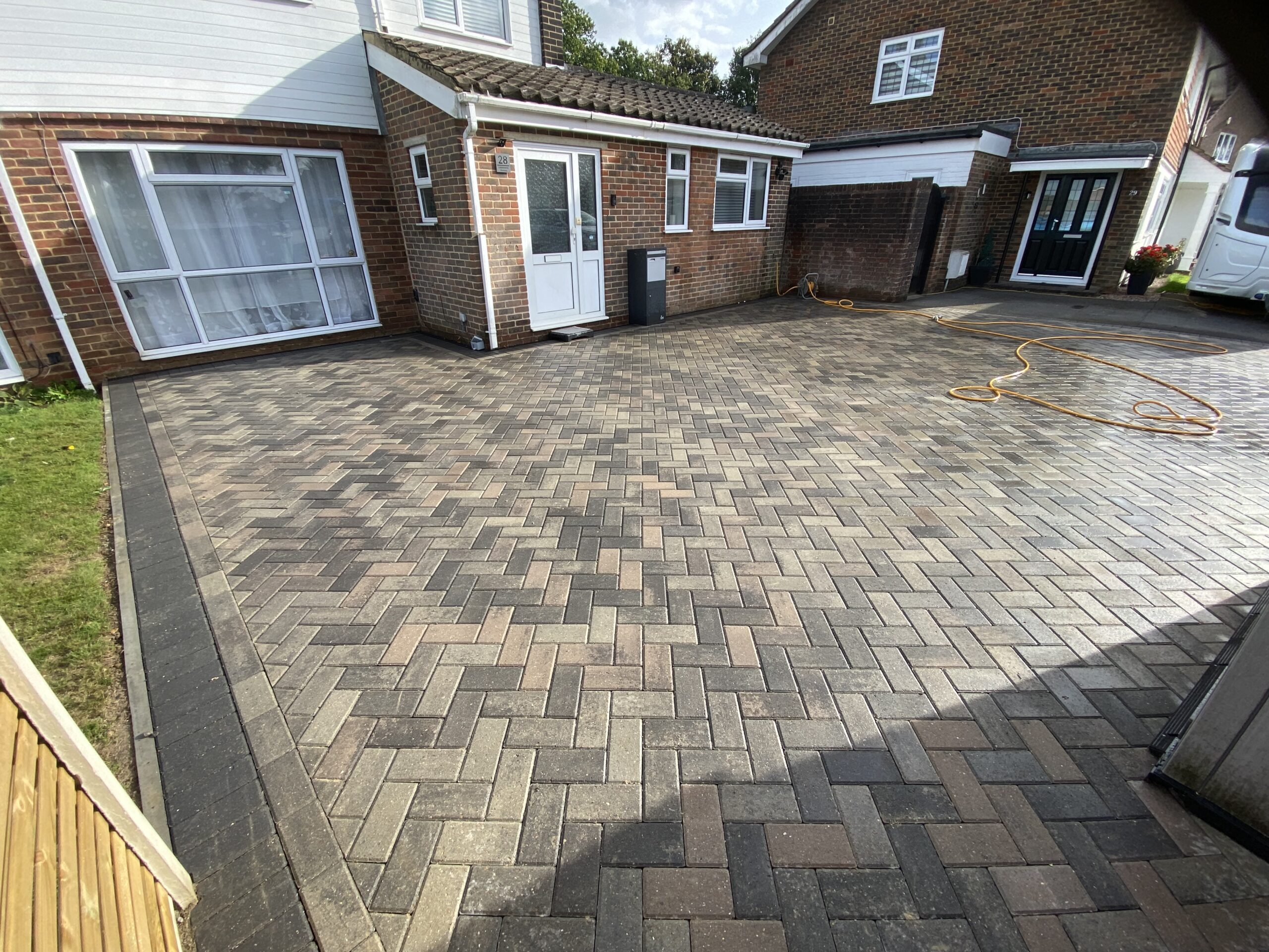 Finished block paved driveway in Maidstone with dark edging blocks