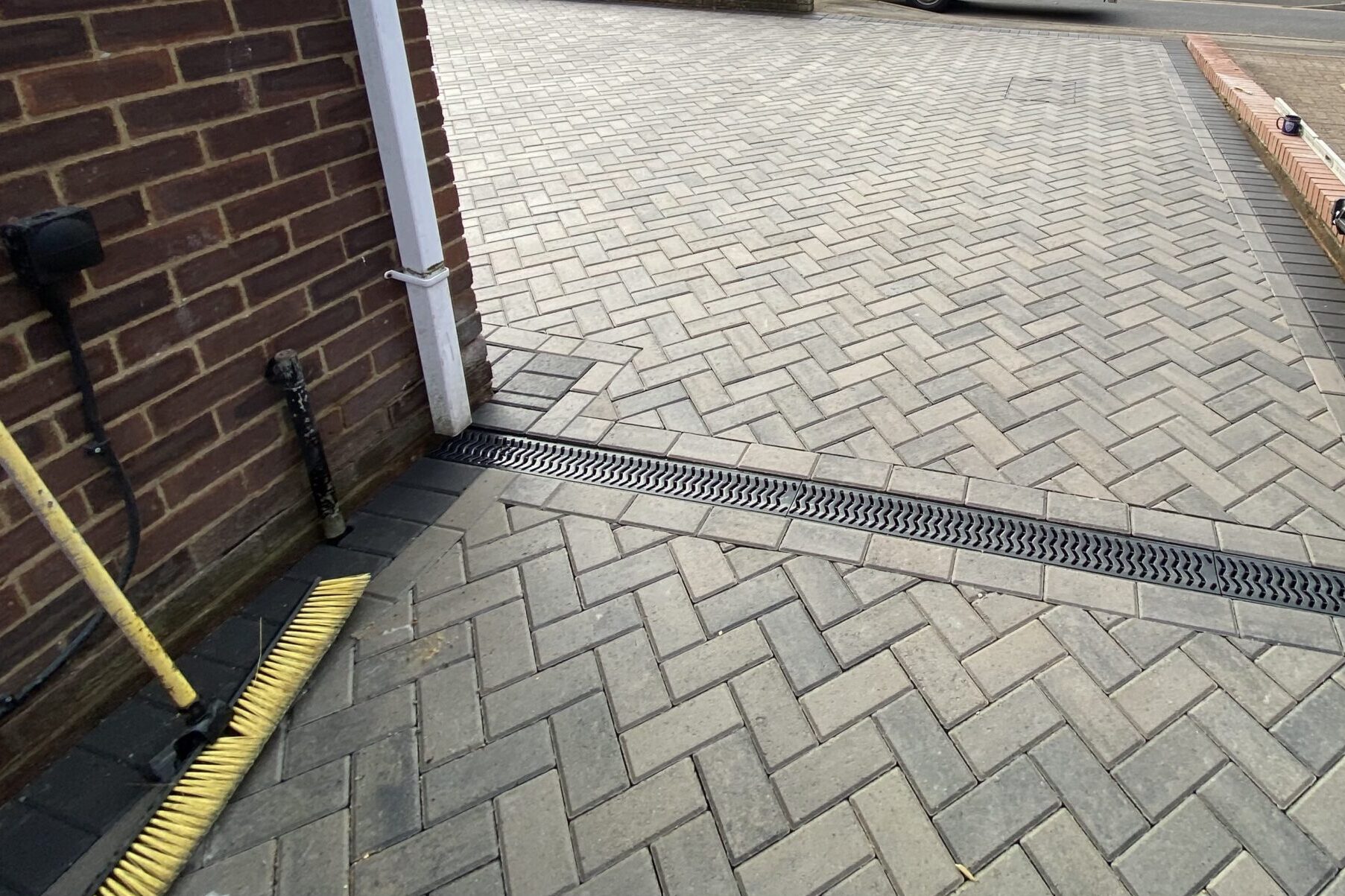 Block paving driveway with drainage channel in Maidstone
